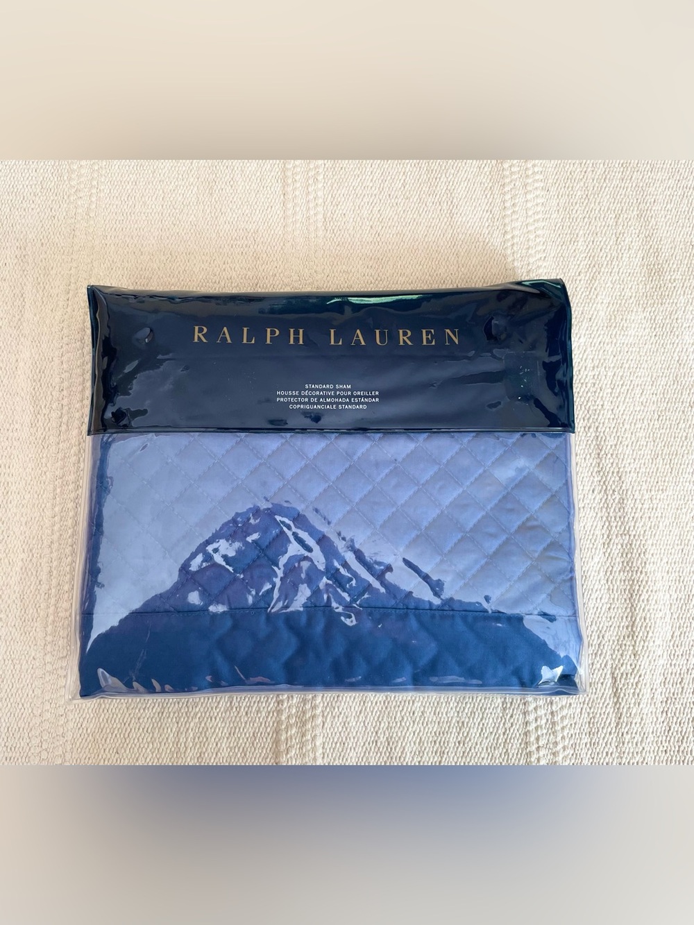 RALPH LAUREN NEW Wyatt Quilted Standard Pillow Sham Royal Peacock  MSRP $130